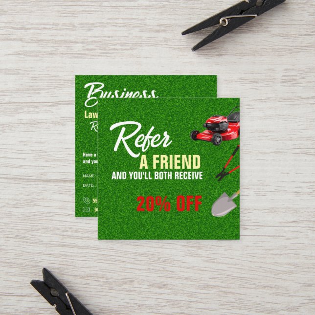 Tarjeta De Recomendación Landscaping Services | Lawn Care & Garden Design (Anverso/Reverso In Situ)