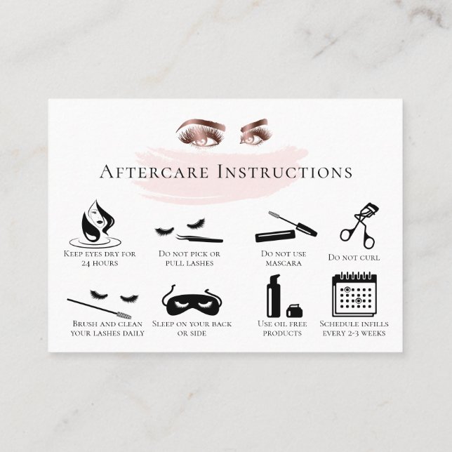 Tarjeta De Recomendación Láscaras de afeitar Lash Aftercare Marble de la ta (Reverso)