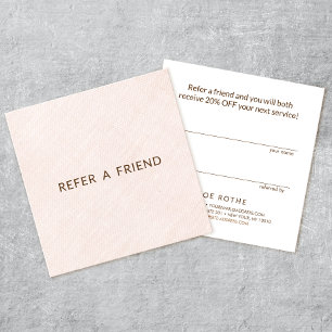 Tarjeta De Recomendación Ligero Rubor Pink Linen Salon Referencia al Client