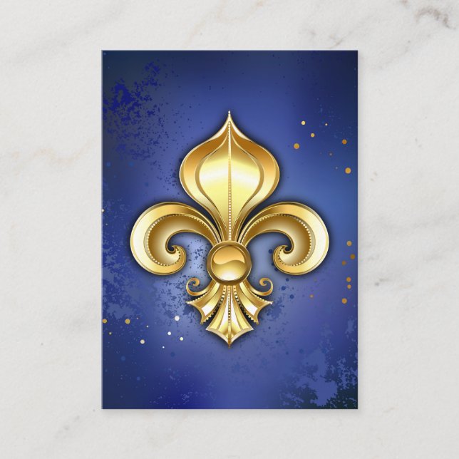 Tarjeta De Recomendación Lirios de oro sobre azul (Anverso)