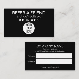 Tarjeta De Recomendación Logo de la empresa personalizado en blanco y negro