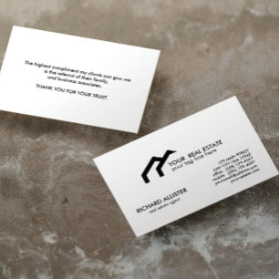 Tarjeta De Recomendación LOGO Hogar negro agente inmobiliario profesional