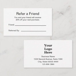 Tarjeta De Recomendación Logotipo Comercial Negro y Blanco Marcado