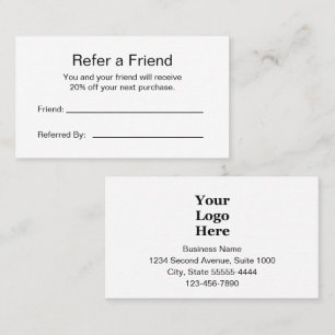 Tarjeta De Recomendación Logotipo Comercial Negro y Blanco Marcado