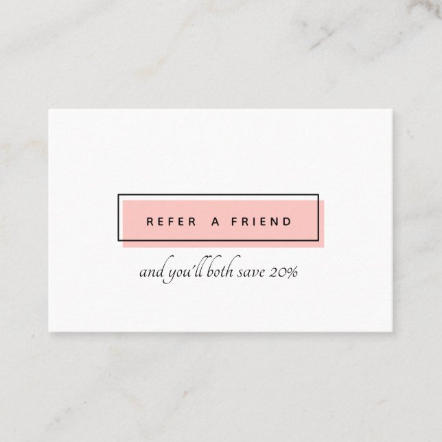 Tarjeta De Recomendación Logotipo femenino | Rosa | Profesional de la moda (Anverso)