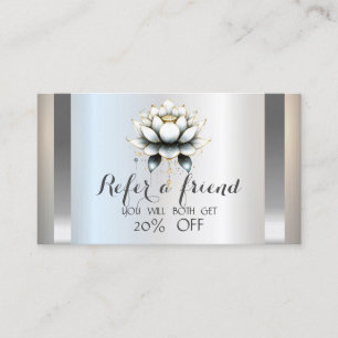 Tarjeta De Recomendación Loto Blanco Profesional Plata