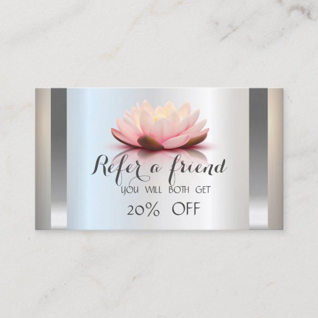 Tarjeta De Recomendación Lotus Plateado Profesional (Anverso)