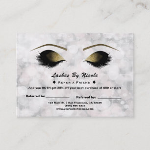 Tarjeta De Recomendación Luces Blancas Brillantes Pestañas Recomienda a un