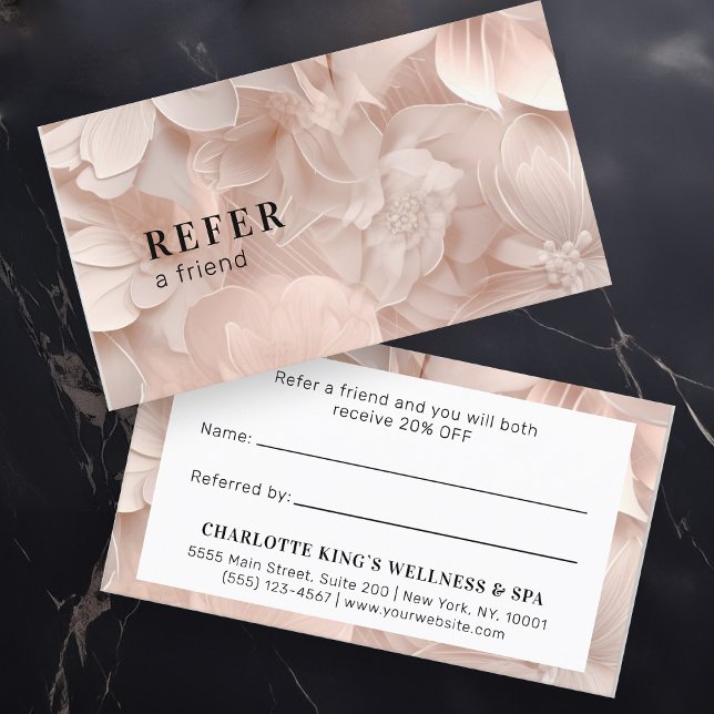Tarjeta De Recomendación Lujo, Rubor-Beige, Flor, Salón (Subido por el creador)