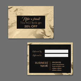 Tarjeta De Recomendación Lujo y elegante mármol negro y dorado