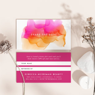 Tarjeta De Recomendación Magenta Sunset Watercolor Blot