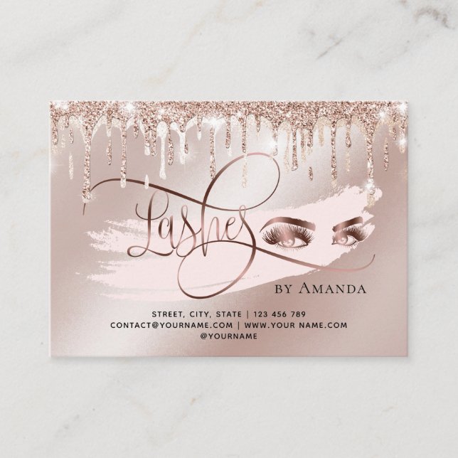 Tarjeta De Recomendación Makeup Eyebrow Eyes Lash Gold Drits Aftercare Card (Anverso)