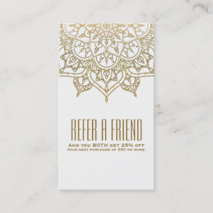 Tarjeta De Recomendación Mandala Dorado Chic Recomendar a un amigo Recomend