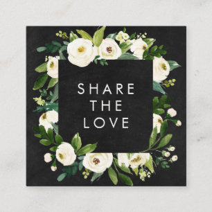 Tarjeta De Recomendación Marco floral del invierno romántico de la acuarel