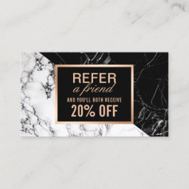 Tarjeta De Recomendación Mármol blanco negro moderno remite a un amigo