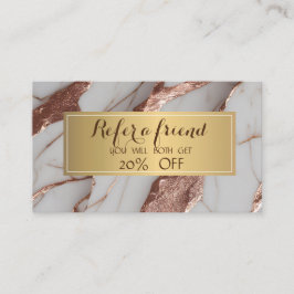 Tarjeta De Recomendación Mármol del Purpurina de cobre de moda