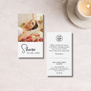 Tarjeta De Recomendación Masaje de bienestar de spa moderno blanco