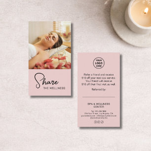 Tarjeta De Recomendación Masaje de bienestar de spa moderno rosa