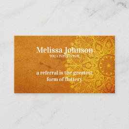 Tarjeta De Recomendación Meditación de yoga Naranja de Mandala referida a u