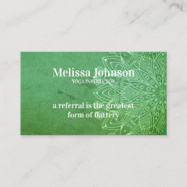 Tarjeta De Recomendación Meditación de yoga verde de Mandala referida a un 
