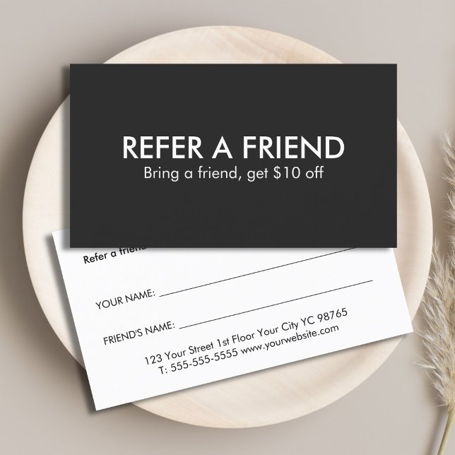 Tarjeta De Recomendación Minimalist Elegant Black and White Referral Card (Subido por el creador)