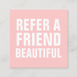 Tarjeta De Recomendación Minimalista de moda, refiérase a un amigo rosa pas