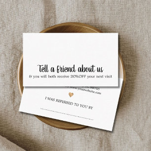 Tarjeta De Recomendación Minimalista elegante Corazón de Oro Blanco Negro F