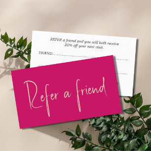 Tarjeta De Recomendación Minimalista Rosa elegante Pastel Blanco