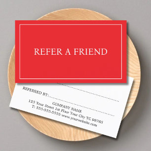 Tarjeta De Recomendación Minimalista Simple Elegante Rojo y Blanco