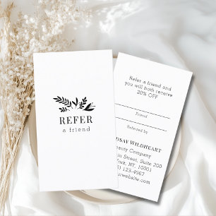 Tarjeta De Recomendación Mínimo Floral Blanco Botánico 