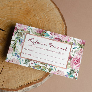 Tarjeta De Recomendación Moda de campo vintage Verde azulado rosa de lavand