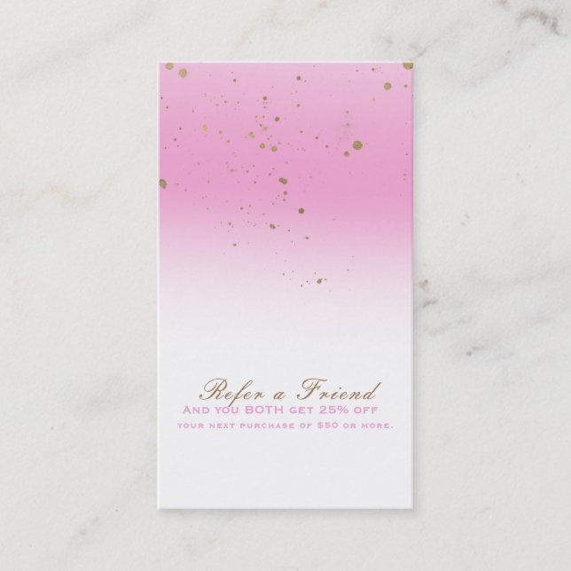 Tarjeta De Recomendación Moda de cristal moderno rosado y dorado le dice a  (Anverso)