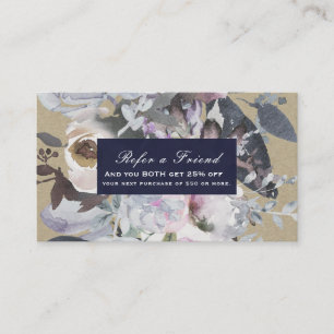 Tarjeta De Recomendación Moda de Kraft para la armada de glam floral rustic