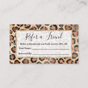 Tarjeta De Recomendación Moda de lujo Impresión de animales de leopardo neg