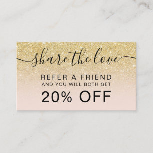 Tarjeta De Recomendación moda moderna purpurina dorado negro profesional