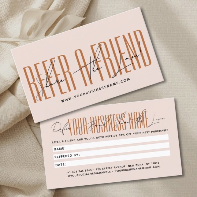 Tarjeta De Recomendación Modern script typography share the love (Subido por el creador)