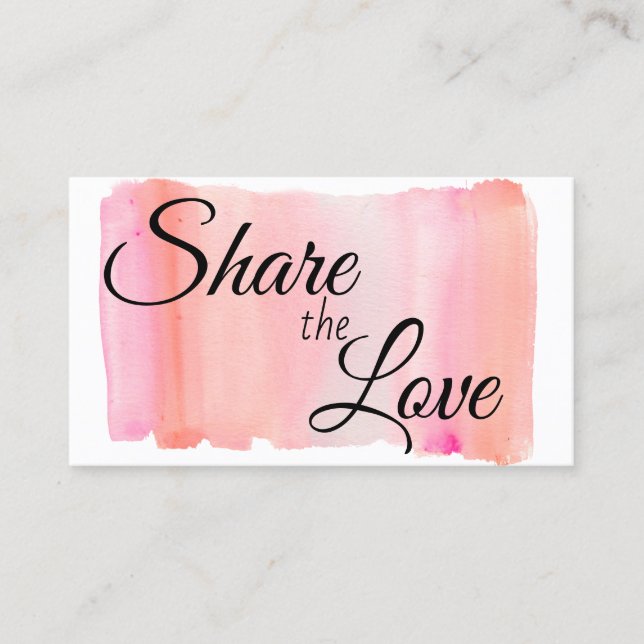 Tarjeta De Recomendación Moderna acuarela rosa Brote de pincel Compartir am (Anverso)