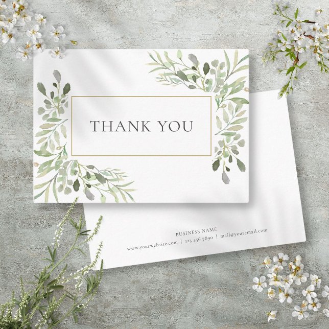 Tarjeta De Recomendación Moderna vegetación Floral Business Gracias (Modern Greenery Floral Business Thank You Referral Card)
