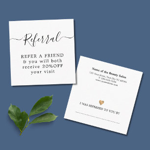 Tarjeta De Recomendación Moderna y elegante Belleza del Corazón Blanco Faux