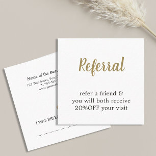 Tarjeta De Recomendación Moderna y elegante referencia de Belleza de Oro Fa