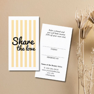 Tarjeta De Recomendación Modernas Rayas Beige Frías Negras Salón Audaz