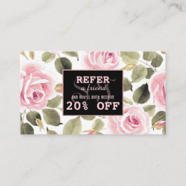 Tarjeta De Recomendación Moderno acuarela Floral Rosa Artista de maquillaje