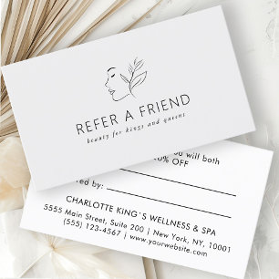 Tarjeta De Recomendación Moderno, de líneas, femenino, leafy, salon, gris