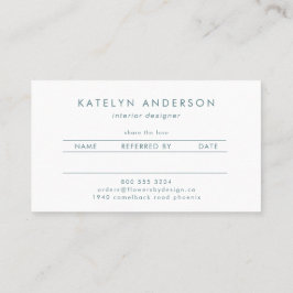 Tarjeta De Recomendación Moderno Diseñador Verde azulado de interiores con 