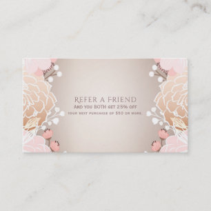 Tarjeta De Recomendación Moderno Floral Botánico Rosa y Dorado Recomienda a