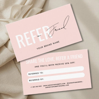 Tarjeta De Recomendación Moderno profesional rosa sonrosado recomendar a un