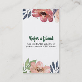 Tarjeta De Recomendación Moderno Referir a un Amigo Floral Acuarela Elegant