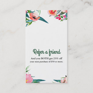 Tarjeta De Recomendación Moderno Referir un Amigo Floral Acuarela Elegante