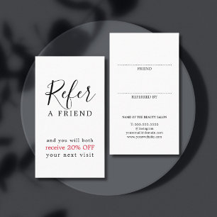 Tarjeta De Recomendación Moderno Salón de Belleza Elegante Negro Rojo Negri