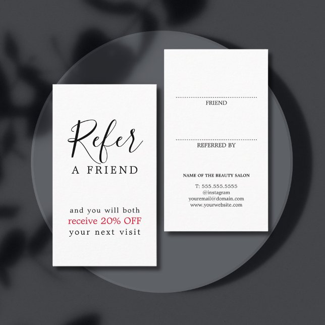 Tarjeta De Recomendación Moderno Salón de Belleza Elegante Negro Rojo Negri (Subido por el creador)